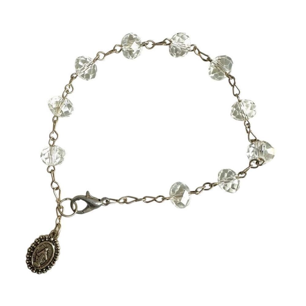 Crystal religious charm bracelet